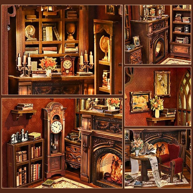Twilight Library DIY Book Nook Kit – Miniature Enchanted Bookshelf Scene for Collectors