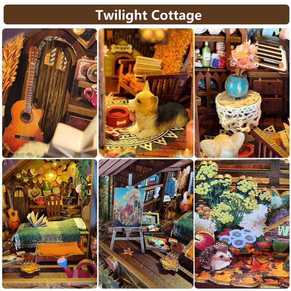 Twilight Cottage DIY Book Nook Kit – Miniature Enchanted Cottage Bookshelf Scene