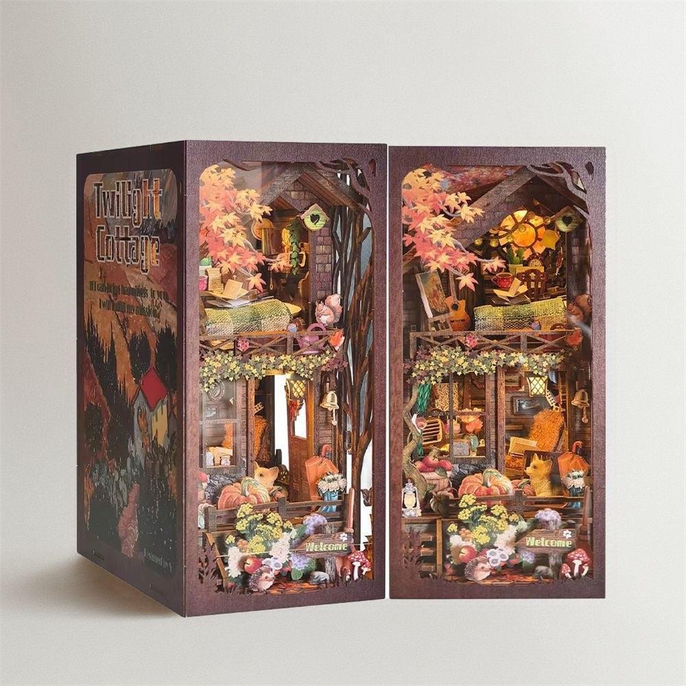 Twilight Cottage DIY Book Nook Kit – Miniature Enchanted Cottage Bookshelf Scene