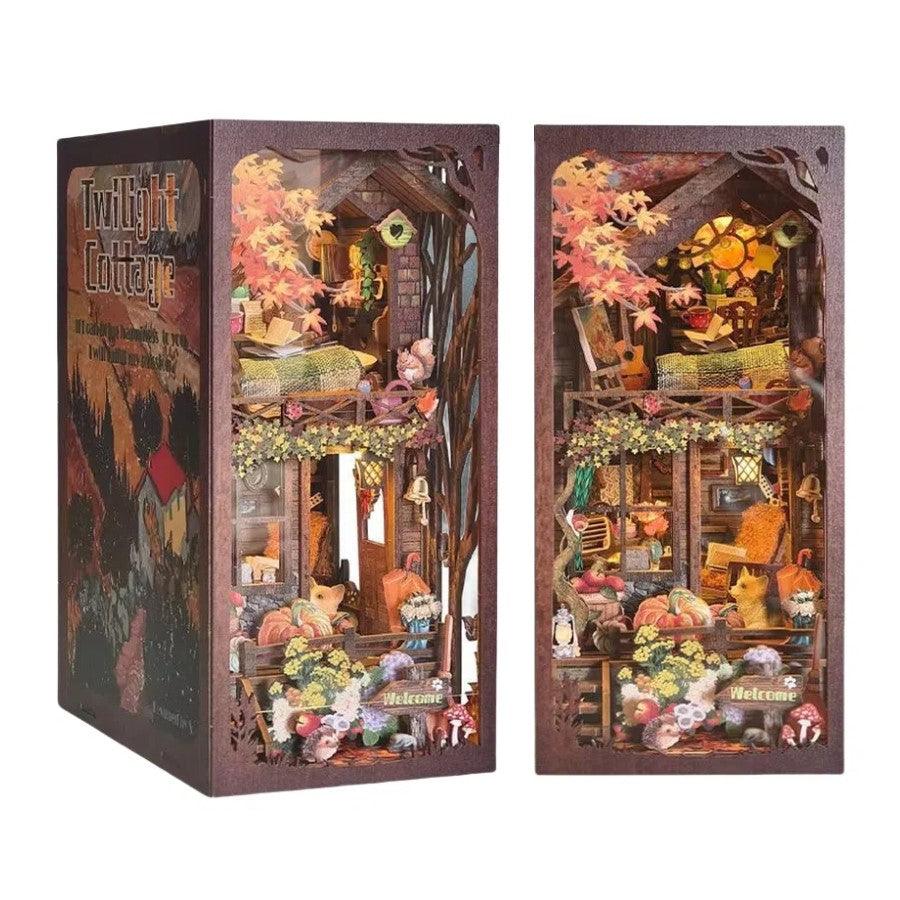 Twilight Cottage DIY Book Nook Kit – Miniature Enchanted Cottage Bookshelf Scene