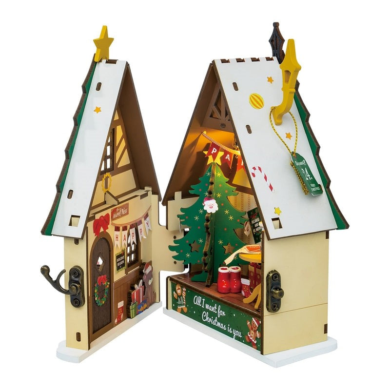 Twinkling Christmas House DIY Miniature House Kit – Festive Miniature Holiday Home Decoration