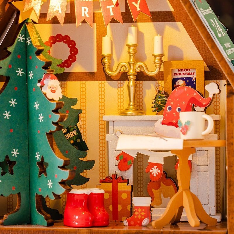 Twinkling Christmas House DIY Miniature House Kit – Festive Miniature Holiday Home Decoration
