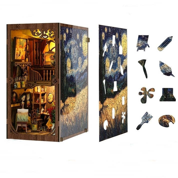 Van Gogh Studio DIY Book Nook Kit – Miniature Art Studio Bookshelf Scene