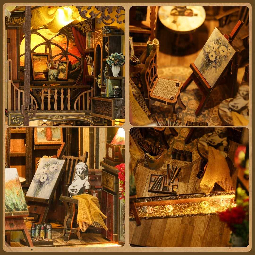 Van Gogh Studio DIY Book Nook Kit – Miniature Art Studio Bookshelf Scene