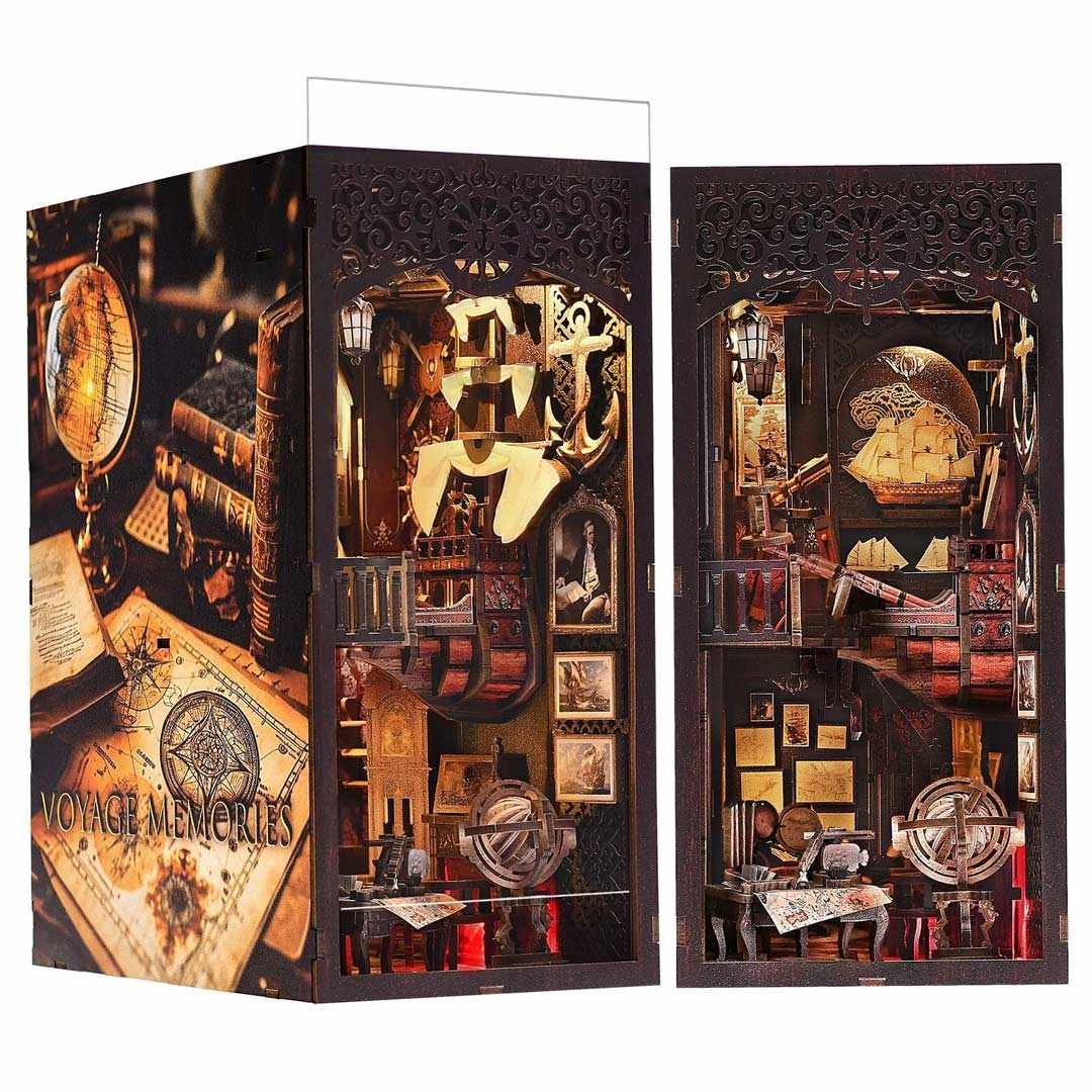 Voyage Memories DIY Book Nook Kit – Travel Inspired Miniature Bookshelf Scene