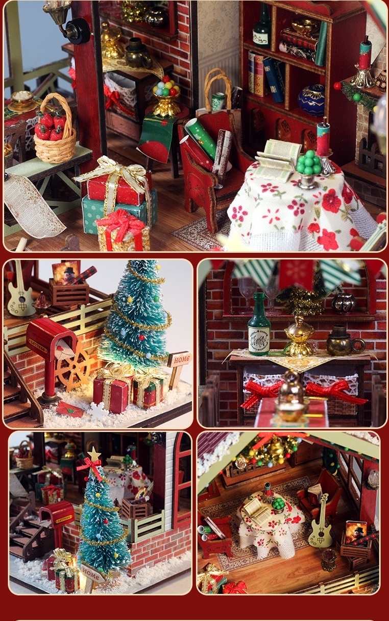 Warm Christmas Lodge DIY Miniature House Kit – Cozy Holiday Miniature Home & Gift
