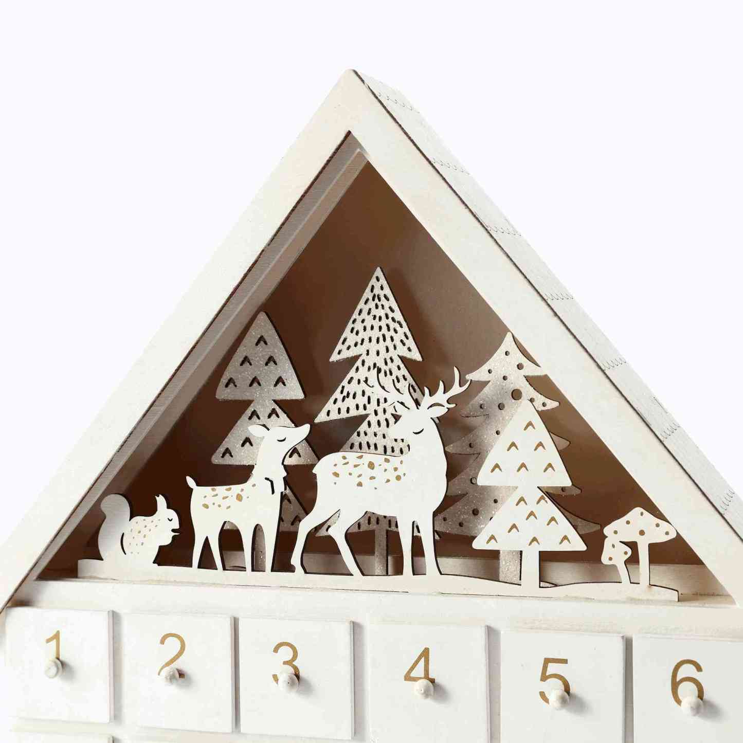 White Forest Christmas Countdown Advent Calendar – 24 Days Holiday Decoration & Gift
