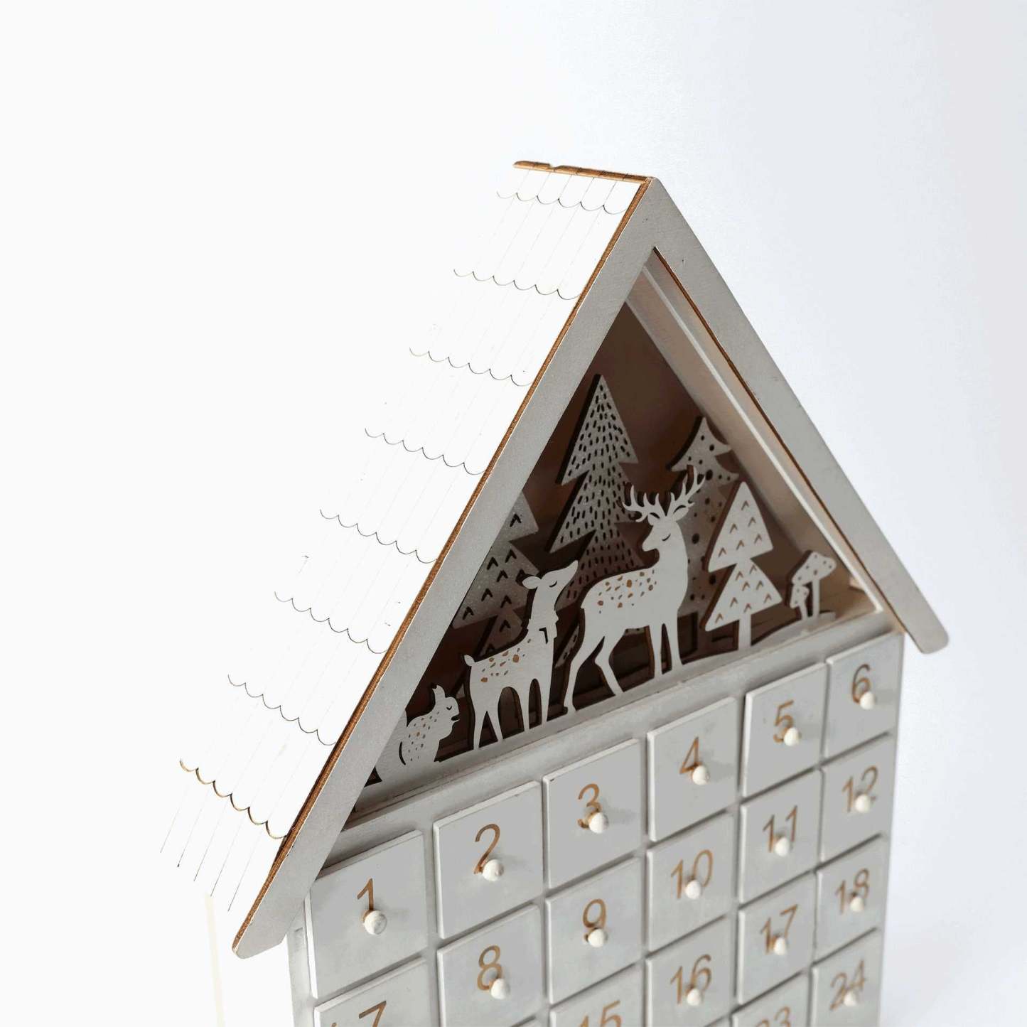 White Forest Christmas Countdown Advent Calendar – 24 Days Holiday Decoration & Gift