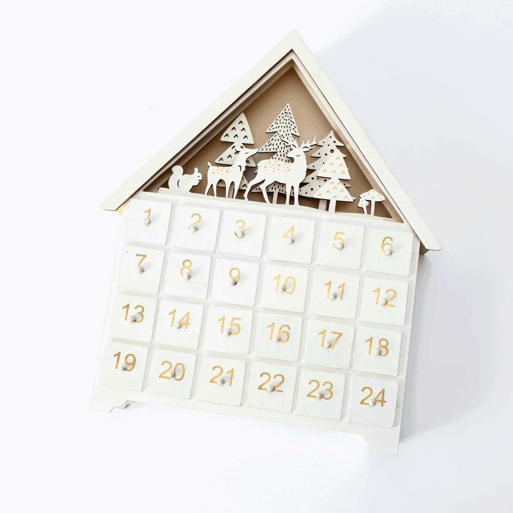 White Forest Christmas Countdown Advent Calendar – 24 Days Holiday Decoration & Gift