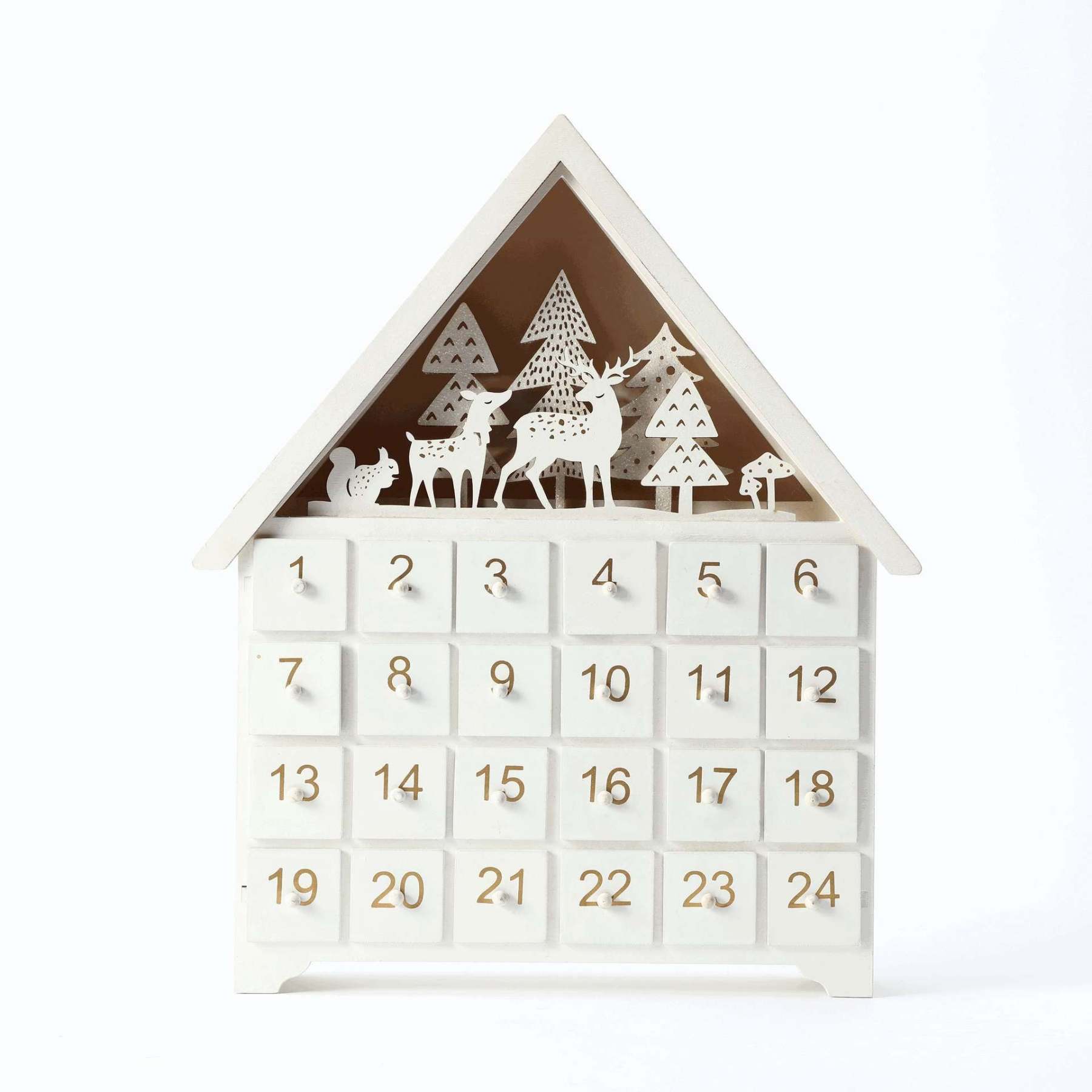White Forest Christmas Countdown Advent Calendar – 24 Days Holiday Decoration & Gift