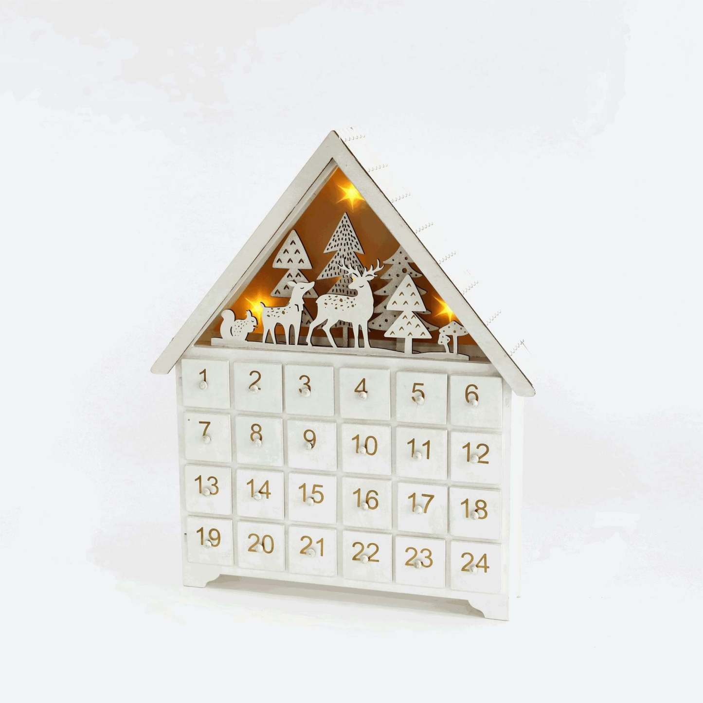 White Forest Christmas Countdown Advent Calendar – 24 Days Holiday Decoration & Gift