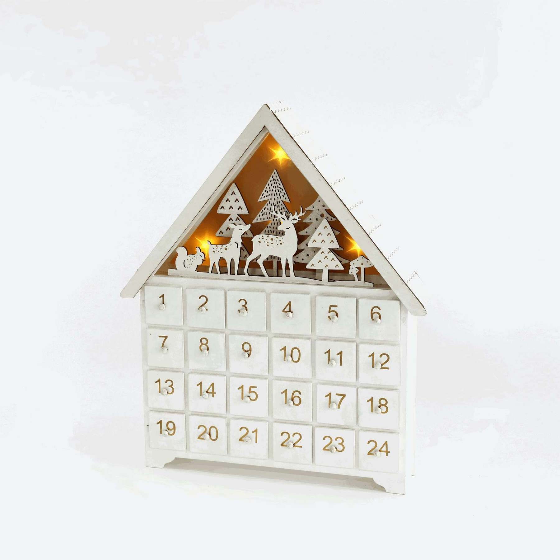 White Forest Christmas Countdown Advent Calendar – 24 Days Holiday Decoration & Gift