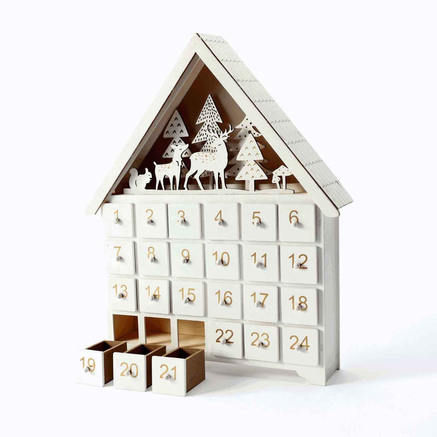 White Forest Christmas Countdown Advent Calendar – 24 Days Holiday Decoration & Gift