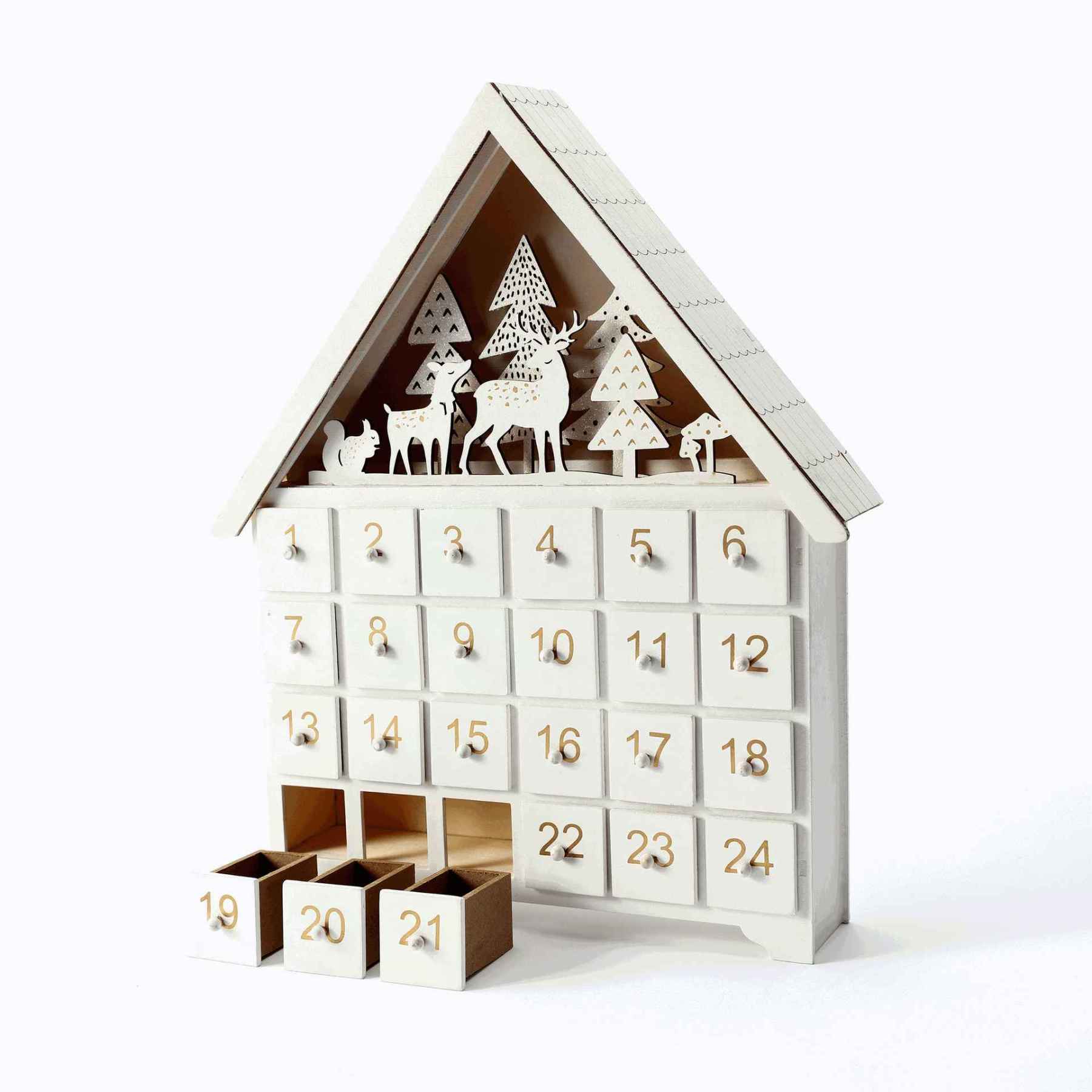White Forest Christmas Countdown Advent Calendar – 24 Days Holiday Decoration & Gift