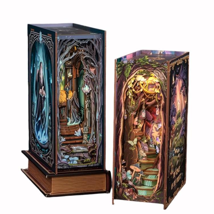 Wonderland Forest DIY Book Nook Kit – Miniature Bookshelf Insert & Reading Nook Décor