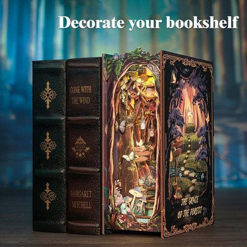 Wonderland Forest DIY Book Nook Kit – Miniature Bookshelf Insert & Reading Nook Décor