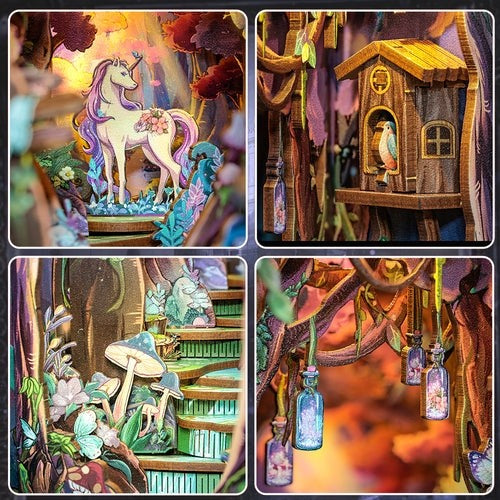 Wonderland Forest DIY Book Nook Kit – Miniature Bookshelf Insert & Reading Nook Décor