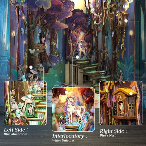 Wonderland Forest DIY Book Nook Kit – Miniature Bookshelf Insert & Reading Nook Décor