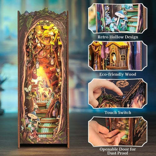 Wonderland Forest DIY Book Nook Kit – Miniature Bookshelf Insert & Reading Nook Décor