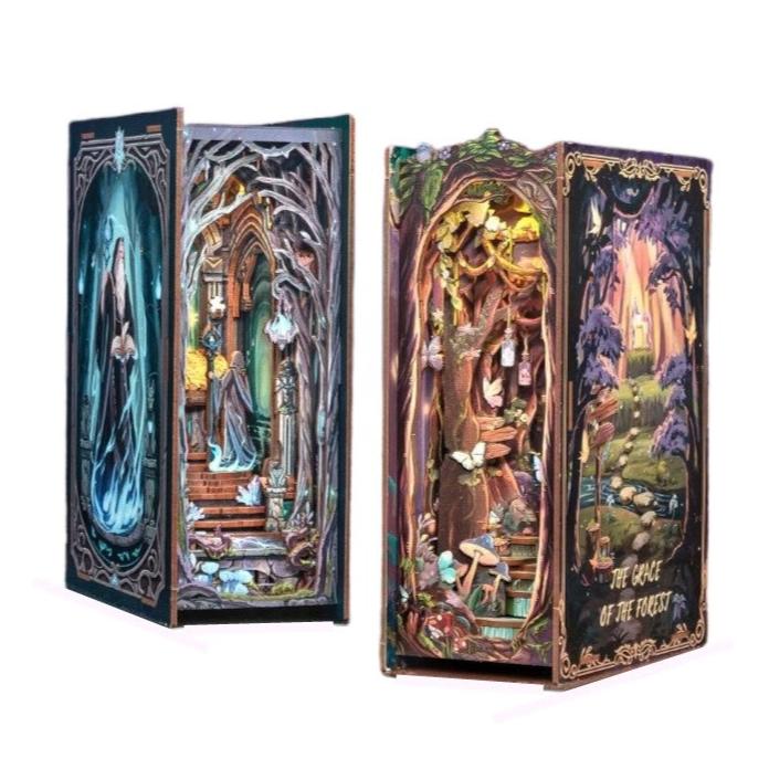 Wonderland Forest DIY Book Nook Kit – Miniature Bookshelf Insert & Reading Nook Décor