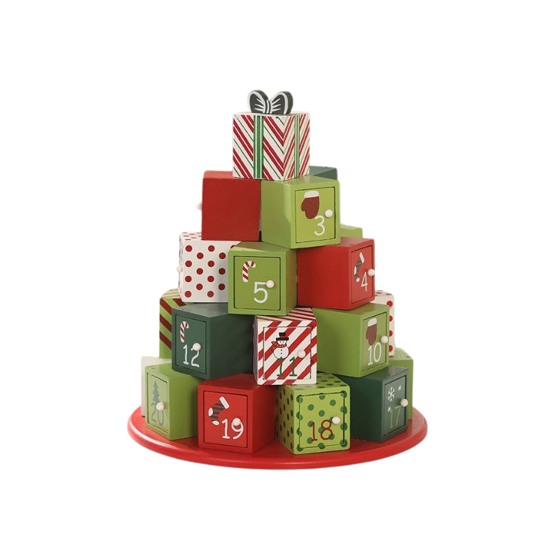 Wooden Christmas Advent Calendar with Drawers – 24 Days Holiday Countdown & Gift