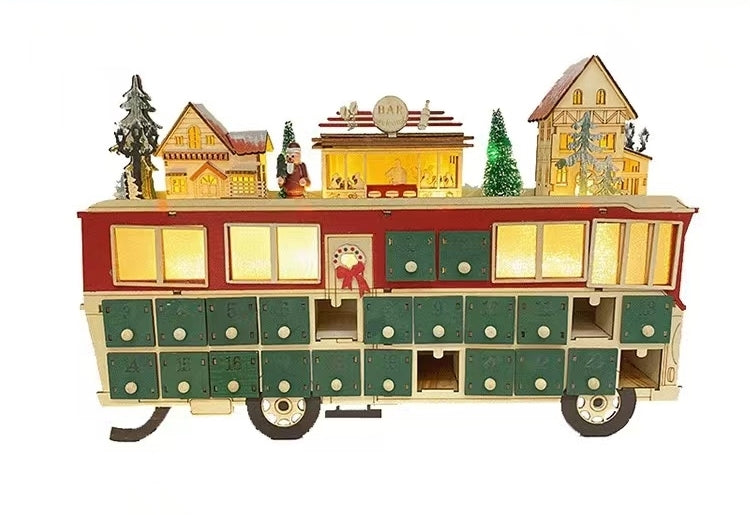 Wooden Bus Christmas Countdown Advent Calendar – 24 Days Holiday Fun & Gift