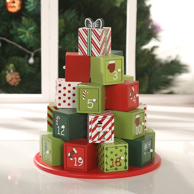 Wooden Christmas Advent Calendar with Drawers – 24 Days Holiday Countdown & Gift