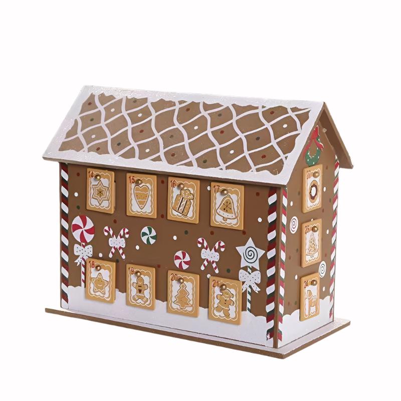Wooden Gingerbread Advent House – 24 Days Christmas Countdown Decoration & Gift