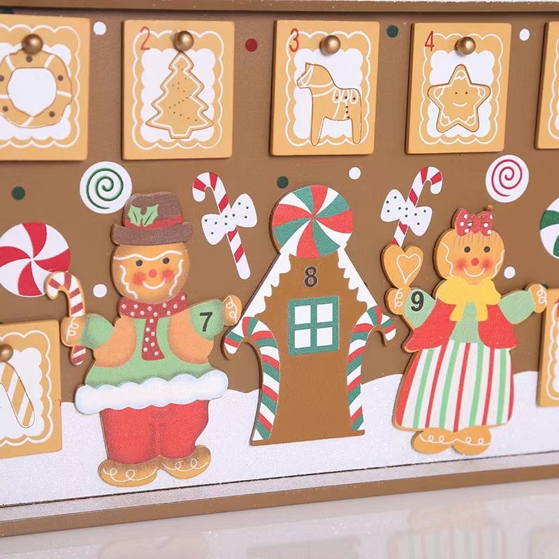 Wooden Gingerbread Advent House – 24 Days Christmas Countdown Decoration & Gift