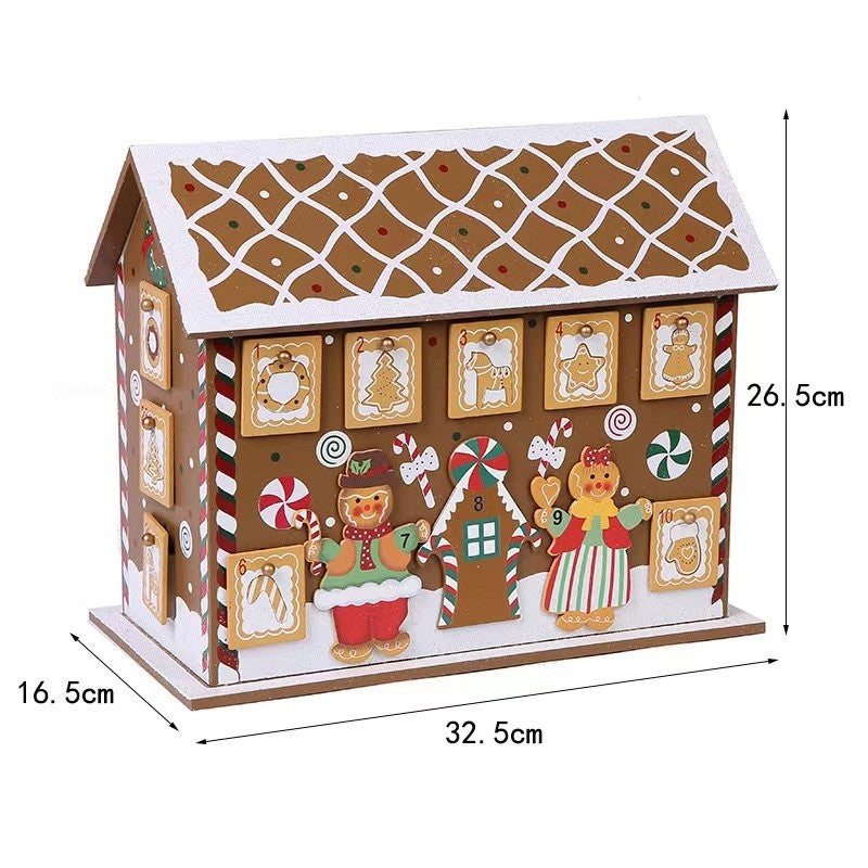 Wooden Gingerbread Advent House – 24 Days Christmas Countdown Decoration & Gift