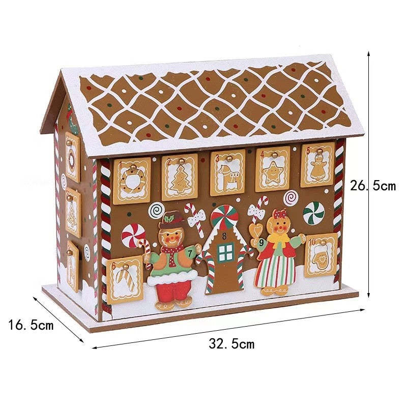 Wooden Gingerbread Advent House – 24 Days Christmas Countdown Decoration & Gift