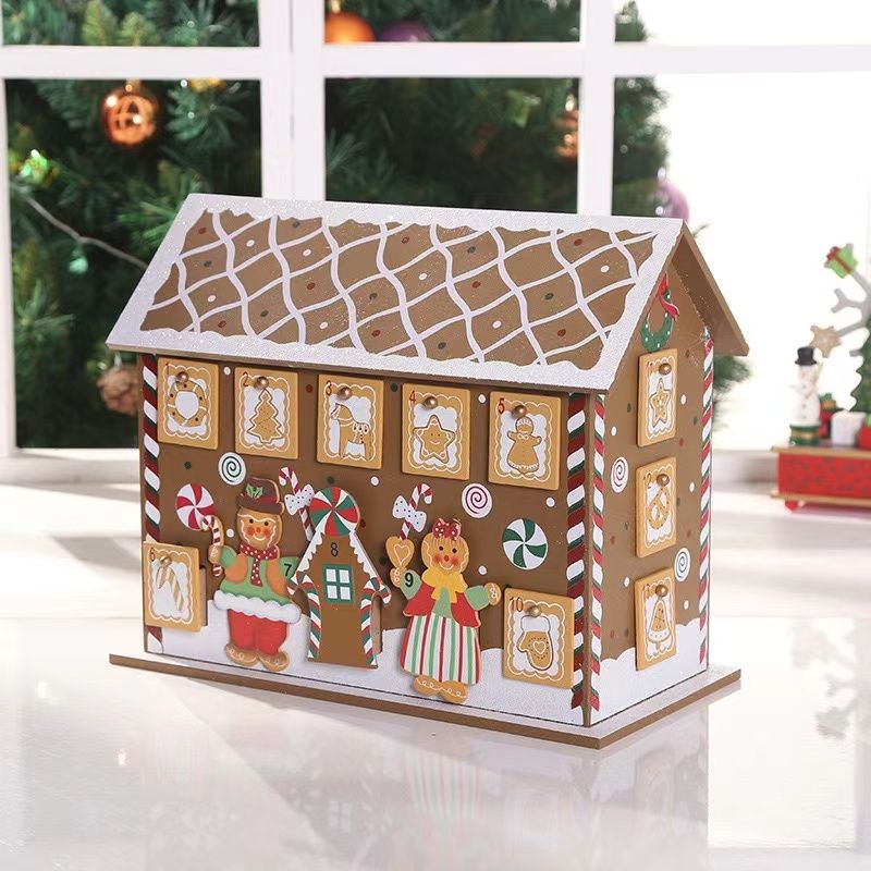 Wooden Gingerbread Advent House – 24 Days Christmas Countdown Decoration & Gift