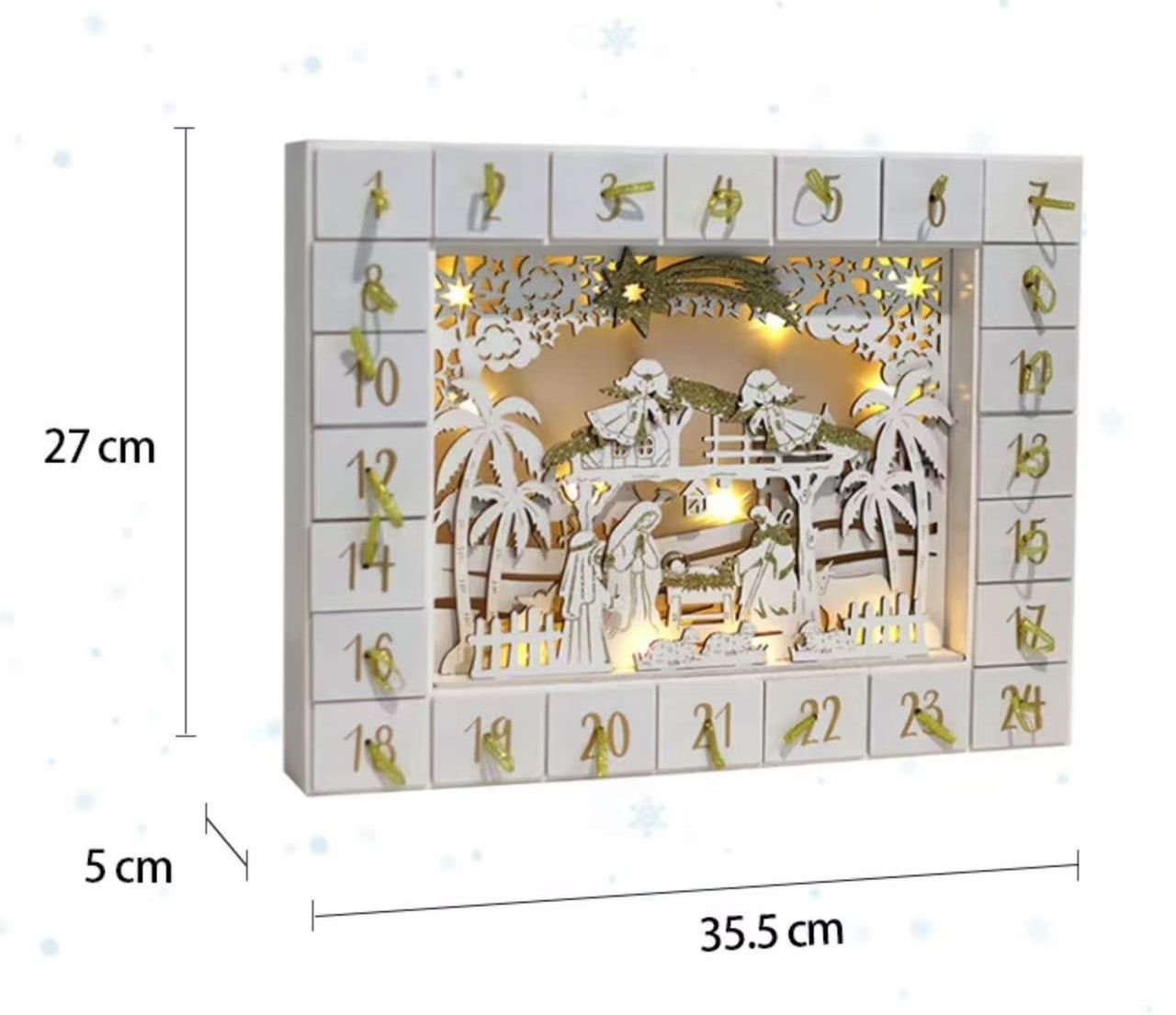 Wooden Nativity Advent Calendar – 24 Days Christmas Countdown Decoration & Gift