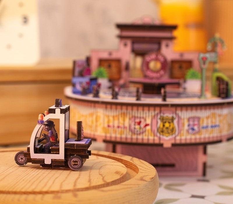 Zootopia 3D Wooden Puzzle Music Box – DIY Mechanical Model Kit