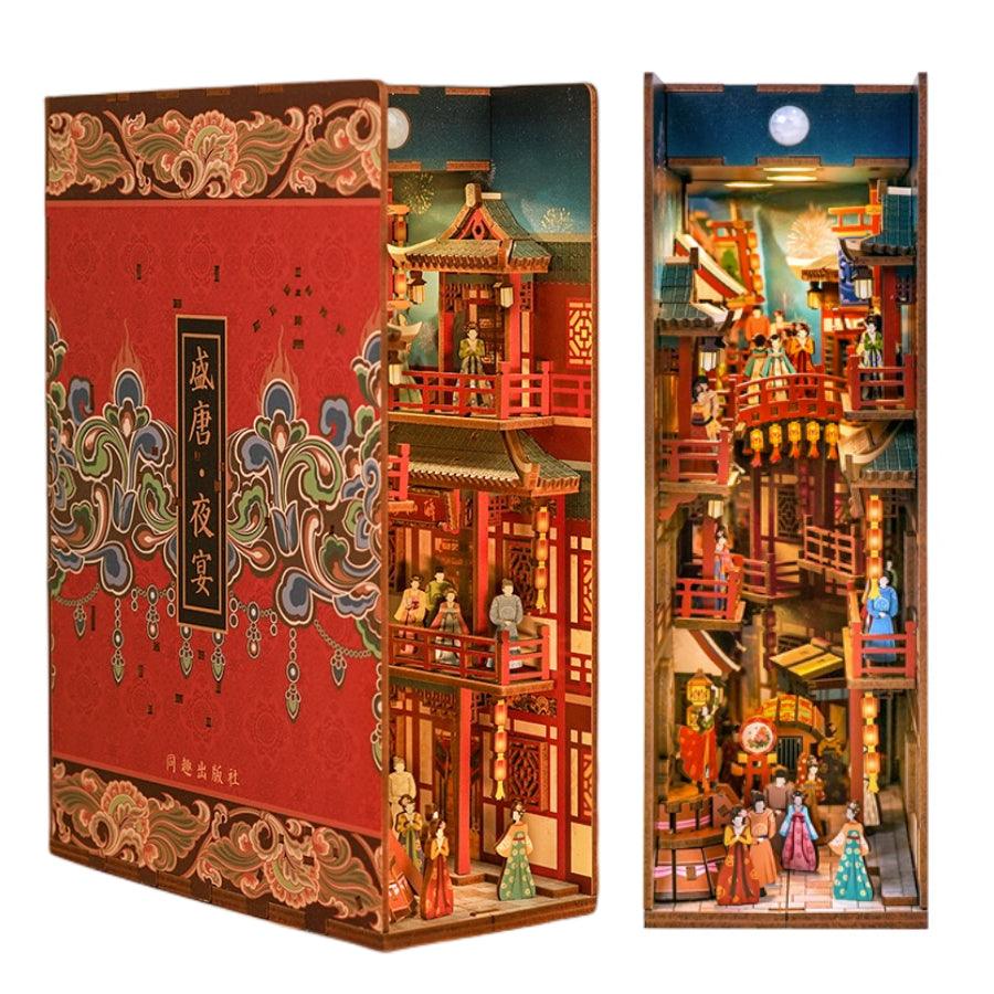 A Tang Dynasty Night Banquet DIY Book Nook Kit – Chinese Cultural Miniature Bookshelf Insert