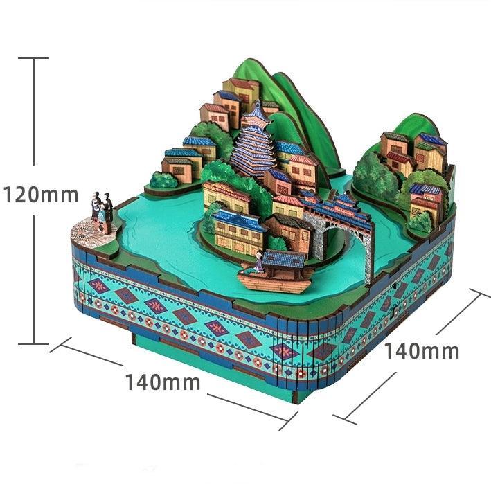Miao Village 3D Music Box Puzzle Chinese Ethnic Stilted House Miniature Model