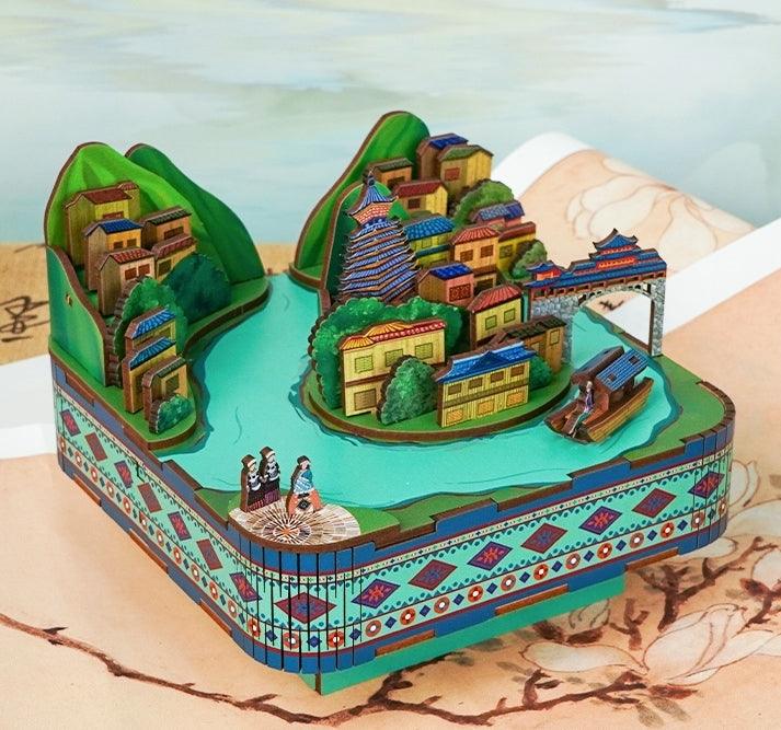 Miao Village 3D Music Box Puzzle Chinese Ethnic Stilted House Miniature Model