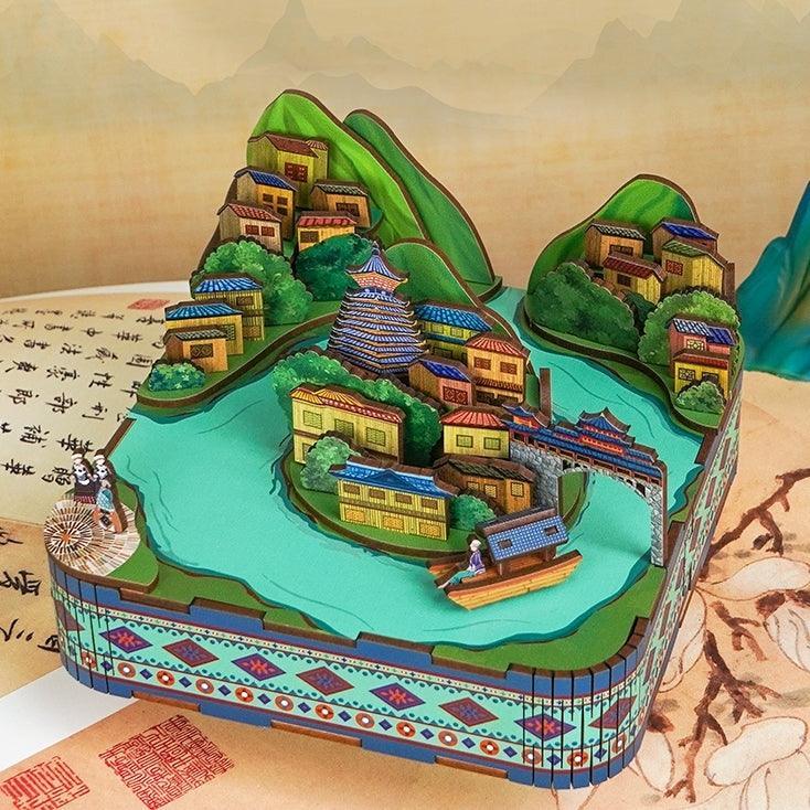 Miao Village 3D Music Box Puzzle Chinese Ethnic Stilted House Miniature Model