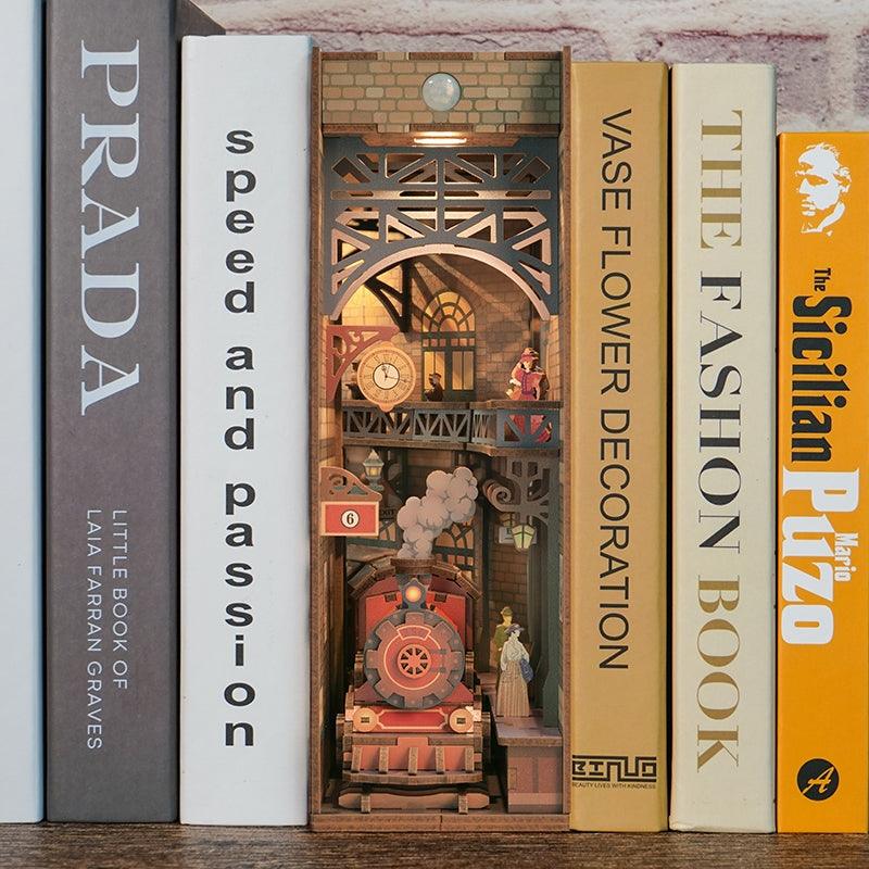 Age of Steam DIY Book Nook Kit – Steampunk Miniature Bookshelf Insert Diorama