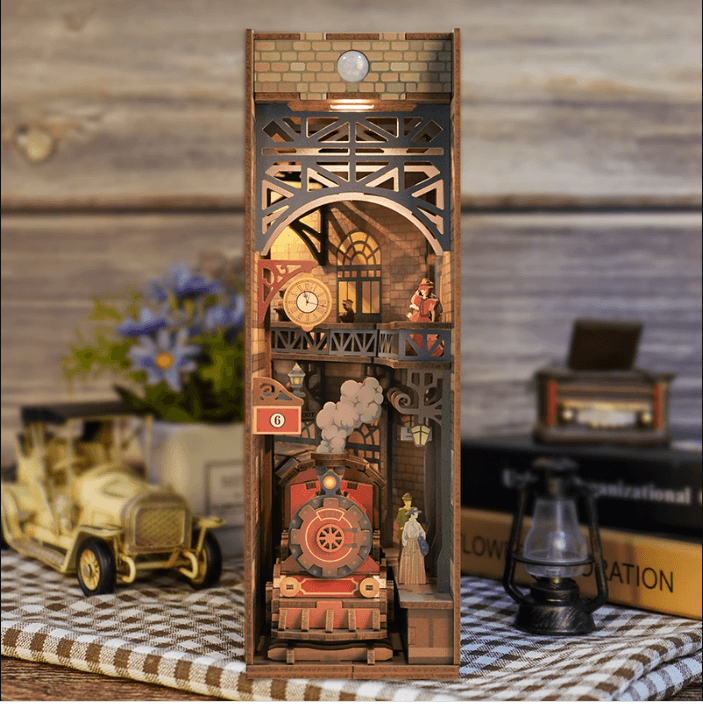 Age of Steam DIY Book Nook Kit – Steampunk Miniature Bookshelf Insert Diorama