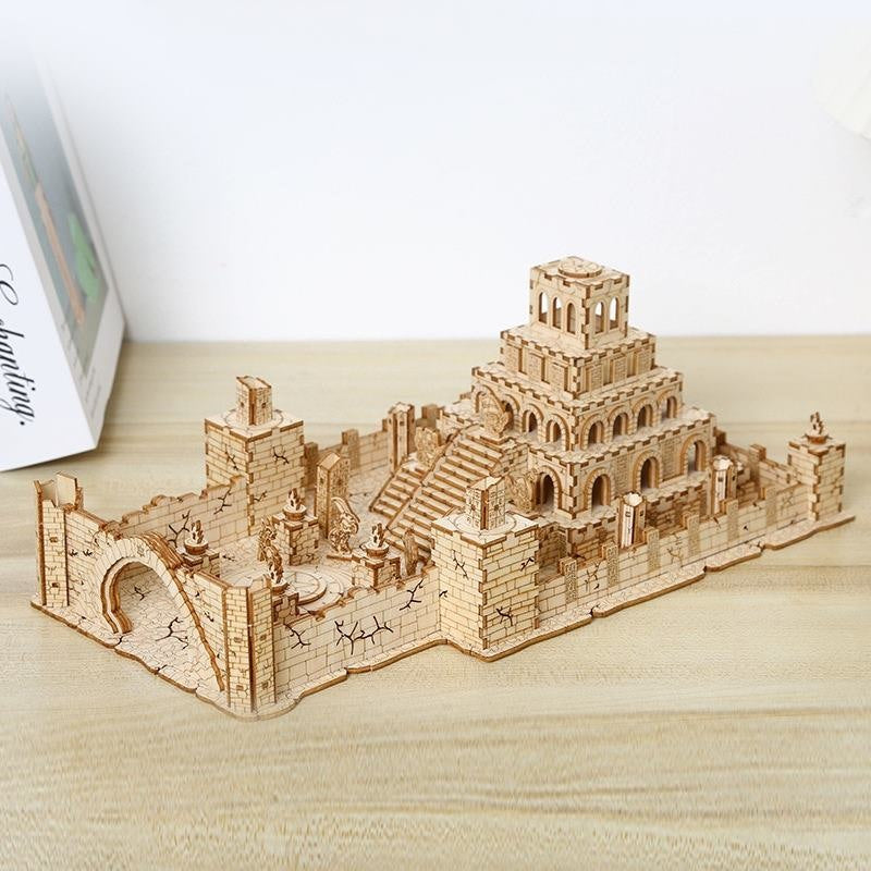 Medieval Battlefield 3D Wooden Castle Puzzle with Moving Gears & Lights