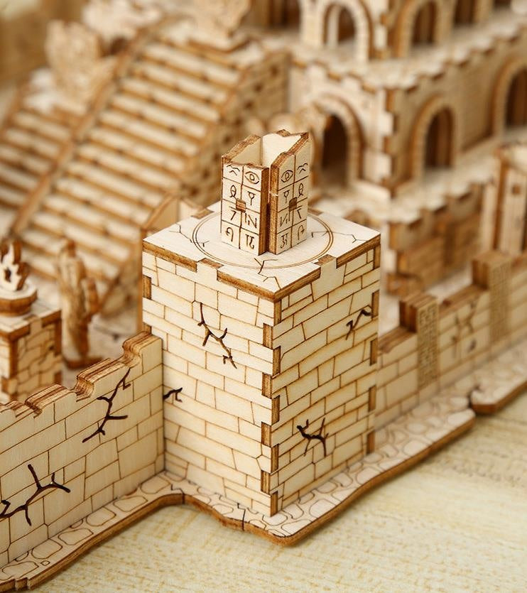 Medieval Battlefield 3D Wooden Castle Puzzle with Moving Gears & Lights