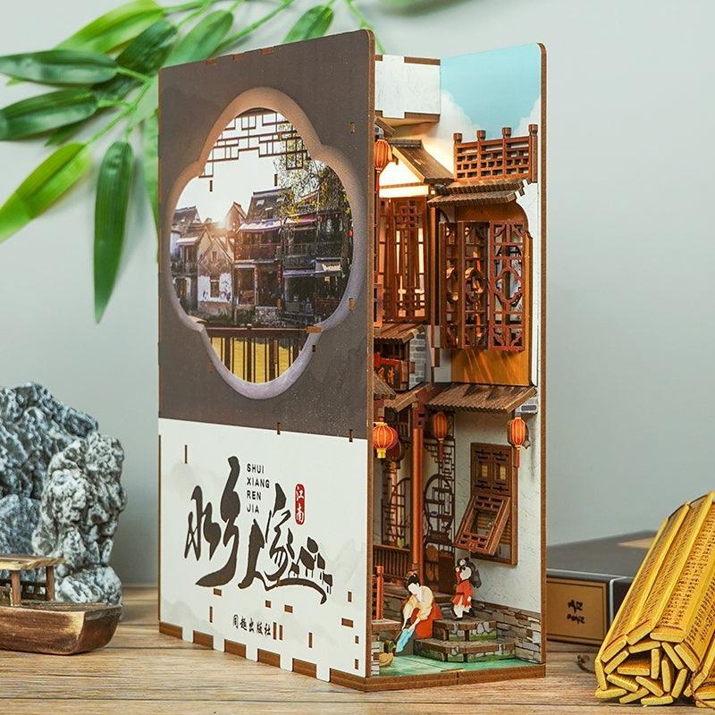 China Water Town DIY Book Nook Kit – Miniature Chinese Scenic Bookshelf Insert