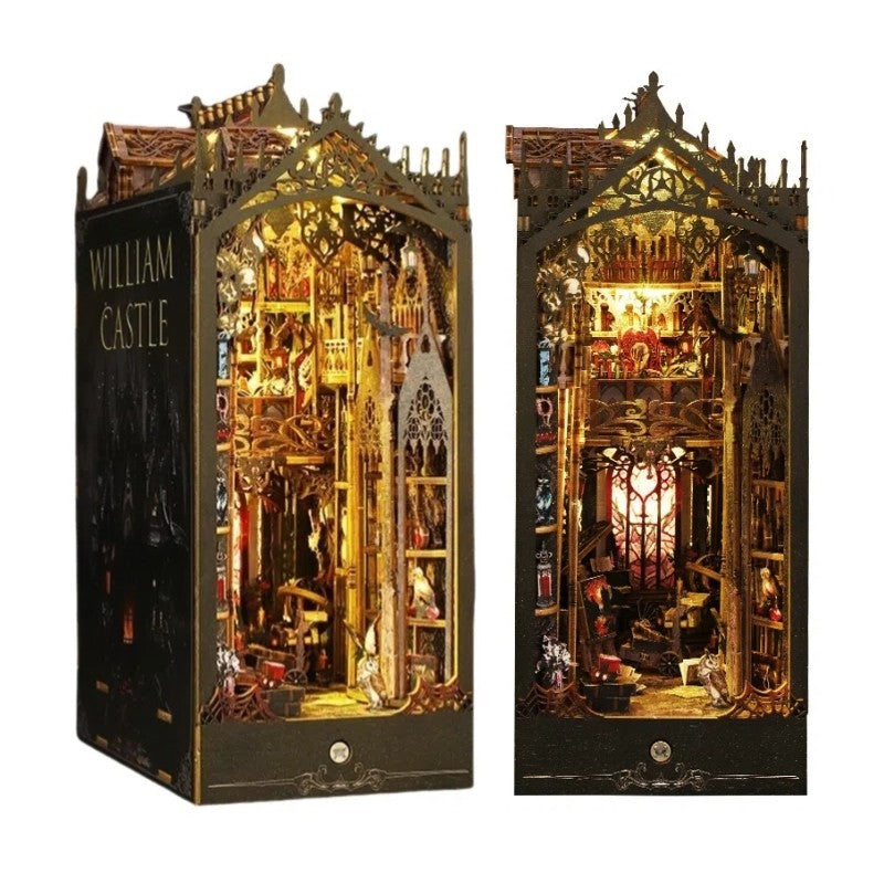 William Castle DIY Book Nook Kit – Horror Movie Miniature Bookshelf Insert