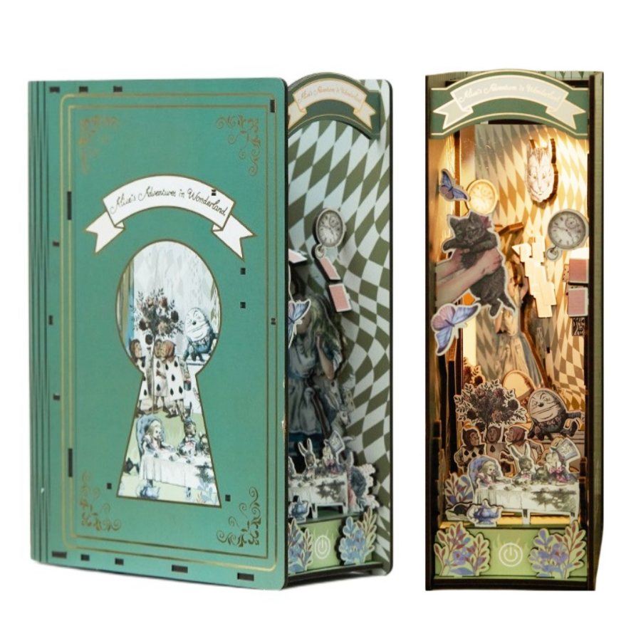 Alice in Wonderland DIY Book Nook Kit with Touch Sensor Light Miniature Scene