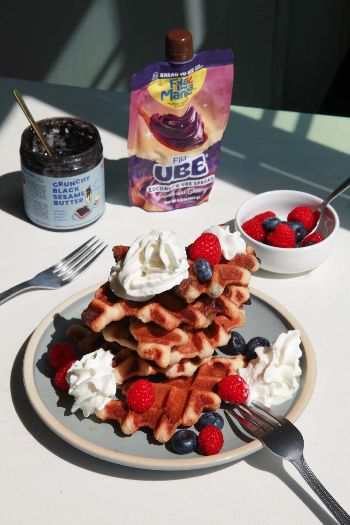 Ube Stuffed Croissant Waffles (Croffle)