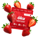 ōku Strawberry Conscious Energy Gummy Snacks - Clean Caffeine + Fiber - Pack of 8