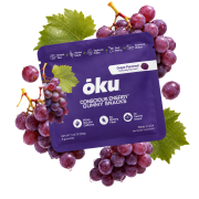 ōku Grape Conscious Energy Gummy Snacks - Clean Caffeine + Fiber - Pack of 8