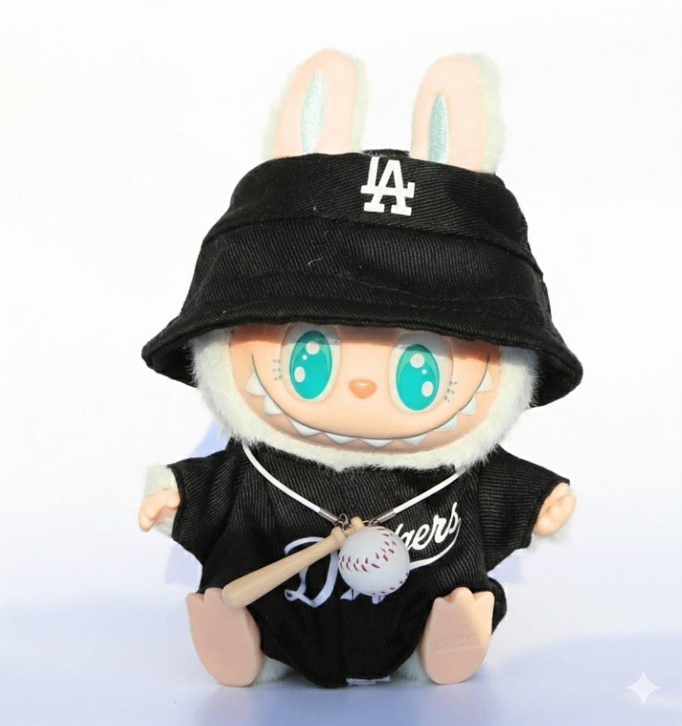 LA Champs Style 3-Piece Jacket Set – Top & Cap  & Baseball Charm - 6.7″ Labubu Fashion Clothes