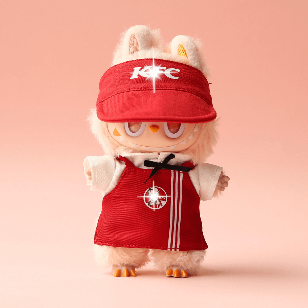 KFC Uniform 3-Piece Apron Outfit with Hat & Top  - 6.7″ Labubu Fashion Clothes